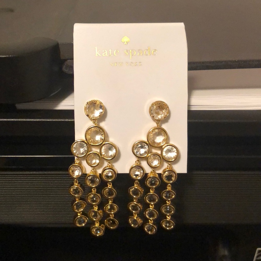 NWT Gold tone Kate Spade crystal earrings!